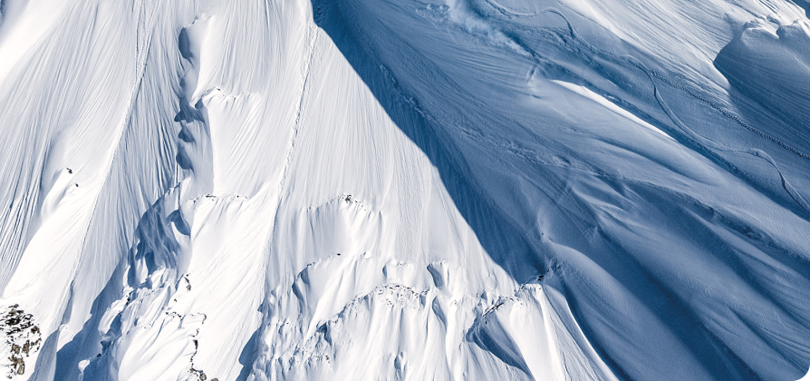 Snowy mountain ridge.