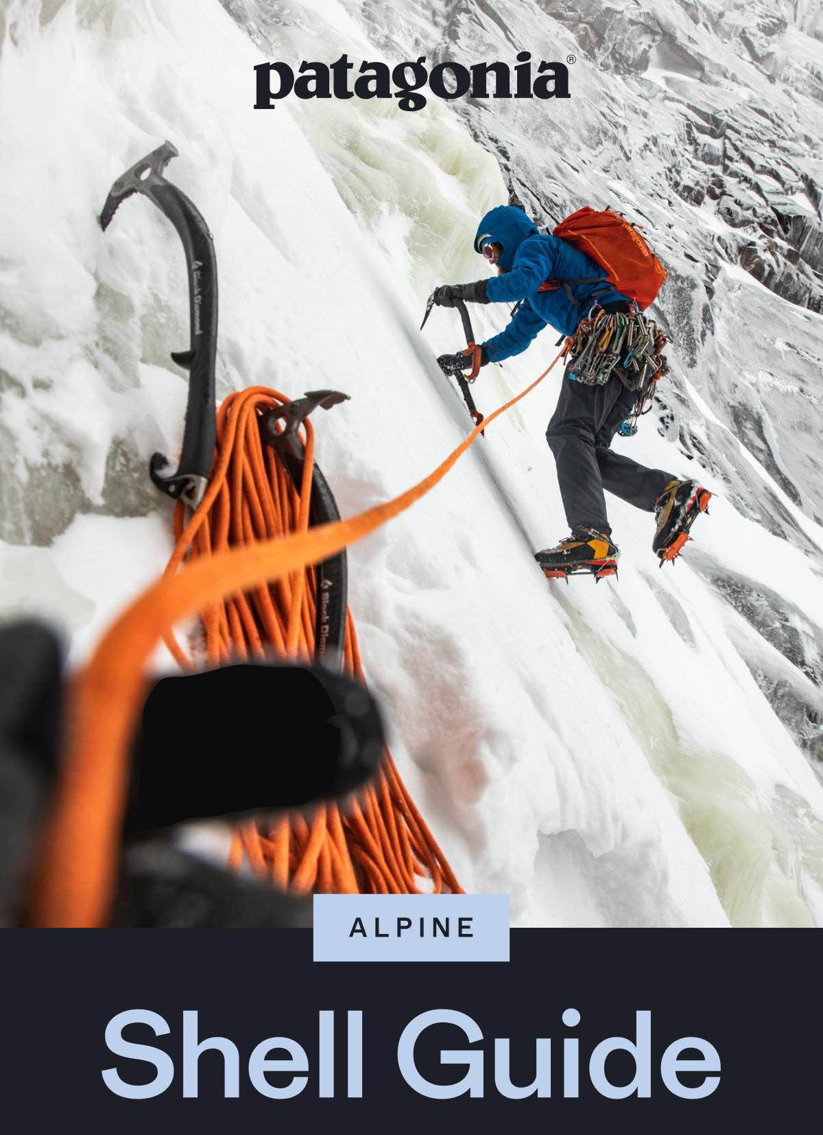 Patagonia. A person ice climbing