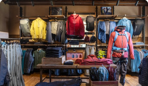 Inside a Patagonia retail store.