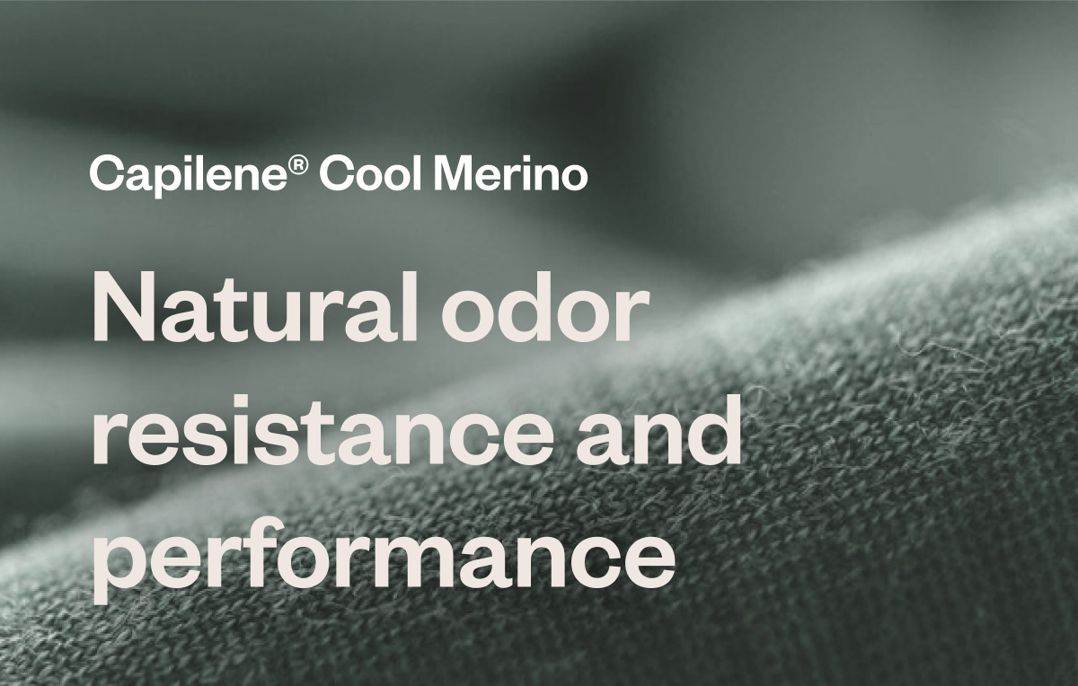 Capilene Cool Merino. Natural odor resistance and performance. 